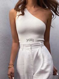 Women's Tanks Camis Women Sports Tank Tops Sexy Crop Tops V Casual Female One Shoulder Summer Outfits Tops Fitness Elasticyolq