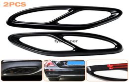 2pcs Car Styling Tail Throat Frame Decoration Cover Trim For 20152017 MercedesBenz Exhaust Pipe Stickers Accessories6321142