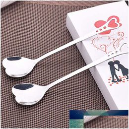 Spoons 10Pcs/Pack Dessert Sugar Stirring Spoons Teaspoon Kitchen Accessories Heart/Leaf Shape Dinnerware Stainless Steel Coffee Drop D Dhqlo