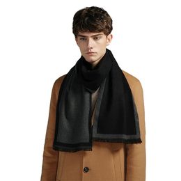 Men's Autumn Winter Wool Blend Scarf Gentleman Luxury Cashmere Feeling Muffler Spring Fall Plaid Wrap Soft Warm Neckerchief 240112