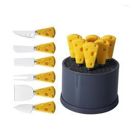 Dinnerware Sets Creative Cheese Knife With Storage Bucket Fork Stainless Steel Kitchen 6 Piece Cutting Tool Set