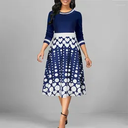 Casual Dresses 2024 Ladies Spring Street Elegant Dress Polka-dot Long-sleeved O-neck A-line