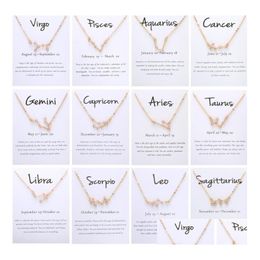 Pendant Necklaces 12 Constellation Zodiac Sign Necklace Horoscope Zircon Korean Jewellery Star Galaxy Libra Astrology Gift With Retail C Dhgoq