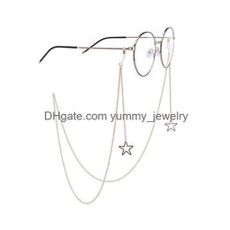 New Fashion Womens Penadant Eyeglass Chains Hollow Star Sunglasses Glasses Chain Eyewears Cord Holder Neck Strap Rope Drop Delivery Dhith