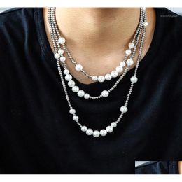 Chains Stainless Steel Peal Ball Beads Mens Choker Chain Necklace Hip Hop Rapper Jewellery Gift For Women Chains8741044 Drop Delivery Je Dhvpf