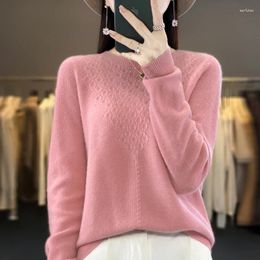 Women's Sweaters Autumn And Winter Pure Sweater Round Neck Knitted Long Sleeve Solid Colour Jacquard Pullover