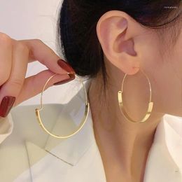 Stud Earrings Gold Colour For Girl Gifts Modern Jewellery Big Hoop Women Gift Style Simply Metallic Wire