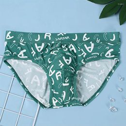 Underpants Men Printing Briefs Ice Silk Seamless Underwear Man Bulge Pouch Low-Rise Panties Thin Breathable Knickers Lingerie