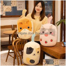 Soft Cool Stuffed P Hy Wy Creative Fruit Milk Tea Cartoon Pillow Short Toy Sleep Pearl Cup Stuff Cotton Doll For Girl Christmas Drop Dhe8O