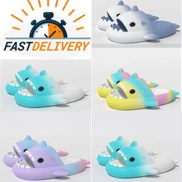 shark slippers Designer Slippers For Mens Womens Fashion Classic Flat Summer Beach Shoes Man Scuffs Leather Rubber Flat Floral Flower Slides Sliders