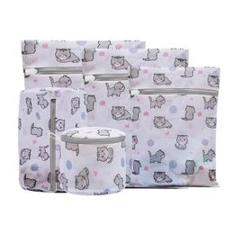 5 pcs/set Cartoon Cat Laundry Bags Dirty Clothes Underwear Bra Washing Bag for Washing Machine 240112