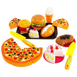 Simulation Food Children Pretend Kitchen Toys Hamburger Steak Pizza Fast Food Plate Set Pretend To Play Children's Kitchen Game 240112