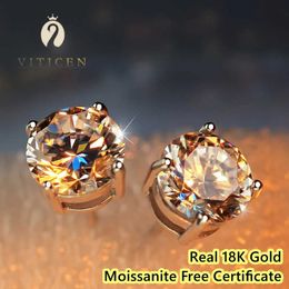 VITICEN Original Real 18K Gold Diamond Earrings AU750 Present Exquisite Gift For Woman Female Fine Jewelry 240112