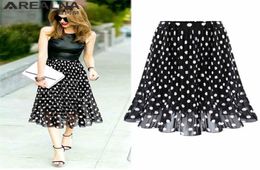 Black White Women039s Tulle Polka Dot Chiffon Pleated Skirt Summer Skirts Womens Plus Size Harajuku Korean Midi Flared Skirt Wo6355591