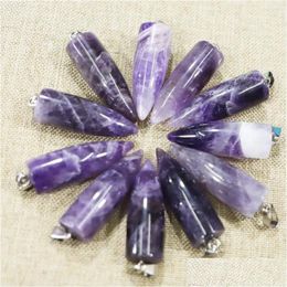 Pendant Necklaces Quality Natural Stone Amethyst Necklace Pendants Rose Quartz Crystal Fashion Accessories Jewelry Wholesale Drop Del Dh4F2