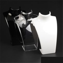 Jewellery Stand New Fashion Acrylic Jewellery Display 20X13.5X7.3Cm Pendant Necklaces Model Stand Holder White Clear Black Colour Es3Uc Yzz Dhsfo