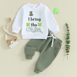 Clothing Sets Born Infant Baby Boy St Patrick S Day Pants Outfits Green Shamrock Print Sweatshirt With Elastic Waist Drawstring