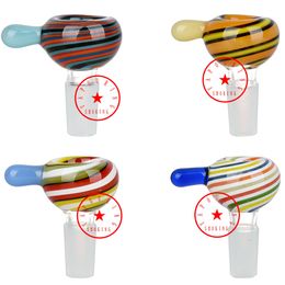 Latest Smoking Colorful Wig Wag Handle Style Pyrex Thick Glass 14MM 18MM Male Joint Herb Tobacco Glass Filter Bowl Oil Rigs Waterpipe Bong DownStem Bubbler Holder DHL