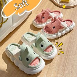 Slippers Cute Cartoon Linen 2024 Women Soft Home Household Non Slip Thick Mute Shoes Couple Outdoor Beach Sandals