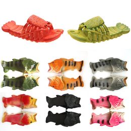 Funny Slippers Womens Shoes Family Residential Shoes Men Blus Summer Beach slipper Boys Unisex New Fish Slippers size 24-47