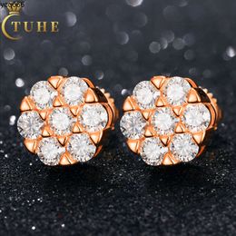 925 Sterling Silver Jewelry Lab VVS Moissanite Stud Earrings Hip Hop Mens White Gold Iced Out Rappers Gift With GRA Certificate