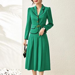 Work Dresses French Autumn/winter Fashion Ladies Simple Suit Jacket Loose Hem Skirt