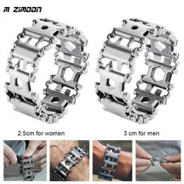 Tread Bracelet 29 In 1 Multitools Stainless Steel Bolt Driver Tools Kit Bracelets For MenWomen Outdoor Wearable Bike Gift 240112