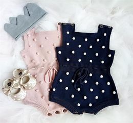 Knitted Clothes Newborn Rompers Handmade Pompom Girl Romper 100 Cotton Infant Baby Boys Jumpsuit Overalls 2088 Z24616367