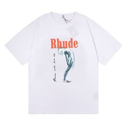 RH Designers mens rhude Embroidery T Shirts For summer Mens tops Letter polos shirt Womens tshirts Clothing Short Sleeved large Plus Size 100% cotton Tees S-XL 1021