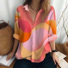 Women's Blouses Street Fashion Ladies Top 3d Colorful Printed Long -sleeved Shirt Four Seasons All -round Clothing Casual BuShirt