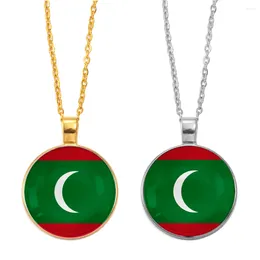 Pendant Necklaces Anniyo Round Maldives Flag Jewellery #D0092