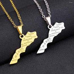 Pendant Necklaces Stainless Steel Morocco Map Necklace For Women Choker Luxury Geometric City Pendants Men Jewellery