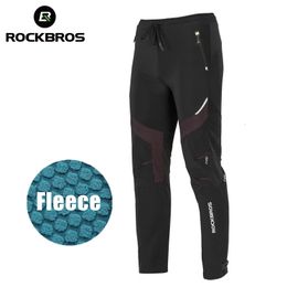 ROCKBROS Cycling Winter Bike Pants Outdoor Sport Waterproof Thermal Fleece Trousers Bicycle Equipment Tights Running 240112