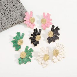 Dangle Earrings Women Summer Daisy Stud Bohemian Flower Earring Alloy Drip Oil Candy Color Drop Jewelry