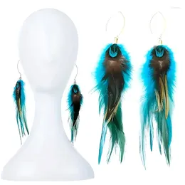 Dangle Earrings 1 Pair Women Peacock Feathers Long Winter Vintage Ethnic Style Flowing Feather Jewellery Handmade Party Vacation Decor