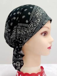 Berets Elastic Cotton Headscarf Hat Cover Bald Single Layer Thin Style Floral Balanite