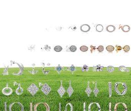 NEW 100% 925 Sterling Silver Earrings Flower type Hollow Ear Studs charm Beads Fit Bracelet DIY Dangler Wholesale factory7640584