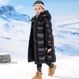 Down Coat Above The Knee Winter Children's Wear Thickened Girls' Clothes Padding Long Style Child Girl Black Gold Warm Kids