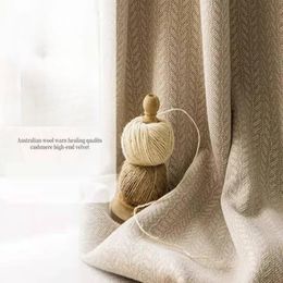 Modern Fashion Chenille Luxury Curtain for Living Room Bedroom Blackout Wheat Texture Thick Fabric Cotton Linen Tulle Window 240113