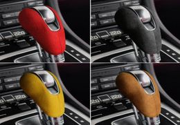 Alcantara Wrap Leather Car Gear Shift Knob Cover ABS Auto Stickers Decals for Porsche Macan Panamera Boxter 719 911 Accessories3895261