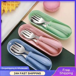 Dinnerware Sets Stainless Steel Tableware For Children Candy Colour Children's Fork Spoon Simple And Fresh Babies