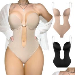 Women'S Shapers Womens Women Fl Body Shaper Bra Backless Bodysuit Thong Invisible Tummy Control Shapewear Girdles Sheath Slimming Un Otuvk