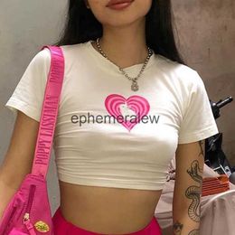 Women's T-Shirt Summer Kawaii Short Sleeve Baby Tee Vintage T-shrit Women Sexy Cute Tees Fashion Love Cat Print Y2k Clothing Aesthetics Crop Topephemeralew