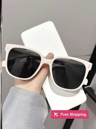 Designer Sunglasses GM sunglasses for women , high-end large face slimming sunglasses, UV resistant white frame, myopia sunglasses for men URAT