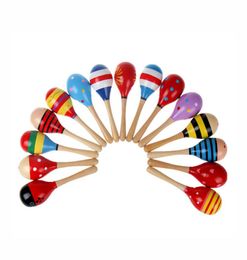 11CM Baby Toy Kids Wooden Rattle Maracas Cabasa Music Instrument Sand Hammer Orff Instrument Infant toys1011691