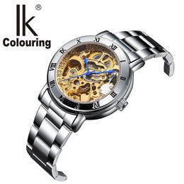 IK 2019 New Fashion Automatic Mechanical Women Watch Hollow Skeleton Full Steel OL Lady Watch Women Montre femme Orologio Donna214J