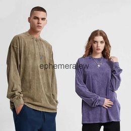 Men's T-Shirts Privathinker Cotton Washed Men T-shirts Long Sleeve Batik Y2k Loose Harajuku Tops Unisex Clothing Autumn New Male Tee Shirtsephemeralew