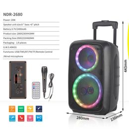 Speakers 300W High Power 8 "+6" Partybox Flame light audio outdoor Bluetooth speaker karaoke portable wireless column with microphone FM