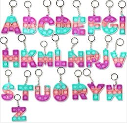 26 letters & numbers Sensory Decompression Toy bubble pers key ring Alphabet shape push bubbles per board keychain finger puzzle D1043462535