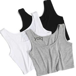 Women's Tanks Camis 2022 Summer Slim Render Short Top Sexy Women Sleeveless U Croptops Tank Tops Solid Bla/White Crop Tops V Tube Top 8Coloryolq